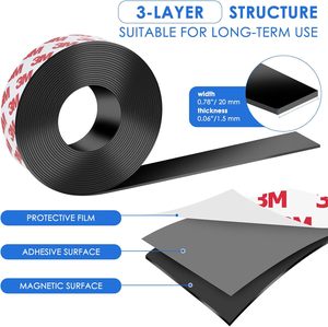 Adhésif fort 0.78 "X 32ft blanc <span class=keywords><strong>bande</strong></span> magnétique rouleau feuilles magnétiques pour bricolage projets d'art réfrigérateur - Product Image 2