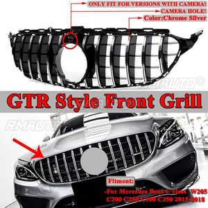 กระจังหน้ารถยนต์สไตล์ GTR GT R สีดำ/เงิน สำหรับ Mercedes Benz W205 C200 C250 C300 C350 ปี 2015-2018 รุ่น 2 ประตู/4 ประตู - Product Image 1