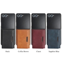 Étui de téléphone magnétique 2-en-1 en PU avec porte-cartes de crédit Fashion D3 pour Samsung Z Fold 3 4 5 Flip 6 7 FE, coque antichute