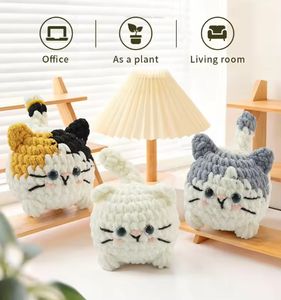 Kit de crochet chat mignon pour débutants, pack de matériel de tricot en laine DIY, ensemble cadeau artisanal pour <span class=keywords><strong>porte</strong></span>-clés chat amigurumi - Product Image 5