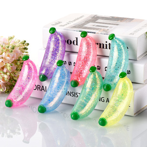 Jouets à presser Maltose Banana, Balle de décompression scintillante effet diamant, Jouet à pincer à rebond lent pour dégager les émotions, Jouets Squishy, Balle anti-stress - Product Image 1