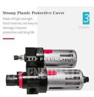 Filtre-régulateur pneumatique en alliage d'aluminium BFC3000 + Lubrificateur (unité FR+L) avec vannes de 8 mm et raccords séparateurs gaz/eau