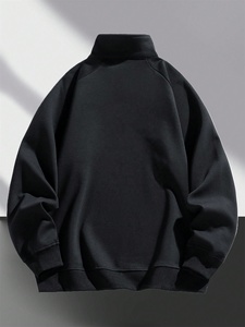 OEM personnalisé hommes automne vêtements noir pull à la mode décontracté couleur unie sweat avec 1/<span class=keywords><strong>4</strong></span> fermeture éclair col montant pour hommes - Product Image 2