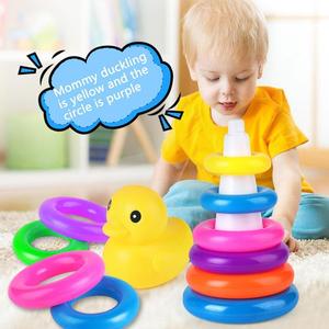 Anillos apilables para bebés, juguete de pato, apilador de arcoíris de plástico, juguetes educativos Montessori para niños pequeños - Product Image 3