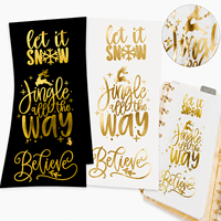 Autocollants décoratifs personnalisés écologiques en papier adhésif pour scrapbooking et journal, impression UV feuille d'or, résistants à l'eau