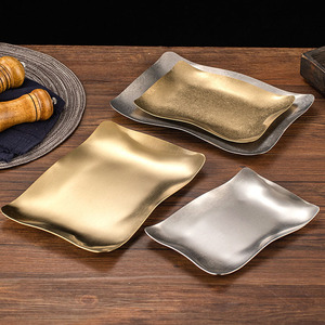 Plateau de barbecue en acier inoxydable, doré et argenté, rectangulaire, pour snacks, décoration artisanale, accessoires de cuisine, plateau à steak, service de snacks - Product Image 1