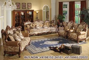 Juego de Sofás de Madera Tallados a Mano de Estilo Antiguo para el Hogar, Juego de Sofás de Madera de Lujo para Sala de Estar, Muebles de Sala de Estar Antiguos de EE. UU. - Product Image 2