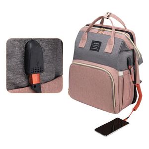 Bolsa de Pañales Impermeable Personalizada con Puerto de Carga USB, Cuna para Bebé, Sombrilla, Mochila con Cambiador - Product Image 1