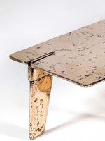 Table basse de luxe italienne rectangulaire en acier inoxydable et pierre, design moderne et épuré pour villa