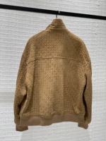 Blouson en cuir pour homme automne-hiver, véritable peau de mouton, texture tissée, chaud, décontracté, col montant