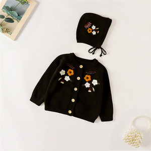 RTS เสื้อผ้าเด็กผู้หญิงแรกเกิดแขนยาวลายดอกไม้,เสื้อคาร์ดิแกนถักพร้อม<span class=keywords><strong>หมวก</strong></span>1ชิ้น - Product Image 6