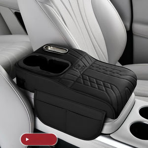 Boîte d'accoudoir de voiture en cuir multifonctionnelle de luxe Marcan avec coussin surélevé, boîte à mouchoirs, porte-gobelet et sac de rangement, ajustement standard - Product Image 2