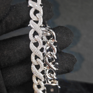 Collar de Cadena Cubana con Eslabones Infinitos y Espigas de Plata 925, Estilo Hip Hop, con Diamantes de Imitación de 10 mm, Directo de Fábrica, Probador de Diamantes Incluido - Product Image 4