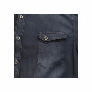 Camicia da uomo a manica lunga in Denim Casual con tasche formali moda tropicale Sexy stile gentiluomo regolabile da spiaggia Stretch sottile Fi - Product Image 1