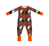 Vêtements pour bébé Halloween Combinaison en bambou Pyjama Zippy Motif citrouille Vente en gros Pacas De Ropa