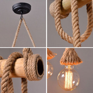 Lampadario a vento industriale retrò in tubo di canapa in corda di canapa sala da pranzo <span class=keywords><strong>soggiorno</strong></span> bar caffetteria - Product Image 6