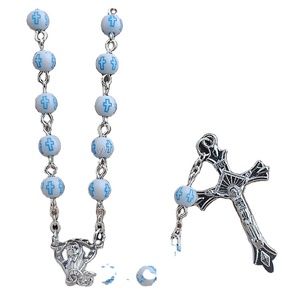 Cuentas de plástico de 6mm, varios colores, Rosario Católico para niños, pieza central - Product Image 1