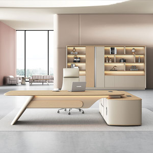 Bureau de direction modulaire de luxe Liyu en forme de L, mobilier de bureau robuste pour la maison et le bureau du patron - Product Image 1