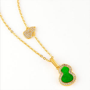 Conjuntos de Calabazas de Jadeíta Natural, Colgante de Jade, Plata S925, Estilo Chino, Diseño Original, Amuleto de Joyería para Mujer, Moda D143 - Product Image 2
