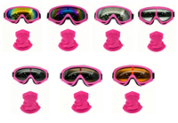 Masque de moto vert rose avec cagoule, lunettes de protection pour moto tout-terrain, motocross, VTT, course et ski pour hommes, femmes et jeunes