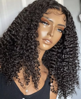 Peluca de Cabello Humano Rizado Birmano Sin Procesar, 13x4 HD, Encaje Frontal Transparente, Pre-Desplumada, con Cabello de Bebé, 180 de Densidad, para Mujeres Negras