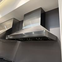 Hood Komersial Tanpa Ventilasi 36 Inci 1000m³/jam, Baja Anti Karat Hitam, Kontrol Jarak Jauh, 3 Kecepatan, Lampu LED, Untuk Penggunaan Rumah Tangga