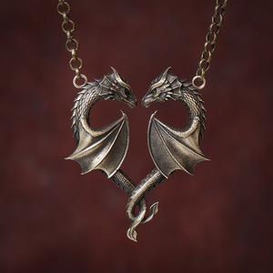 New Alloy Material Dragon Pendant Necklace <b>Heart</b>-shaped Symbol of love Pendant Jewelry Pendant Necklace Accessories - Product Image 5
