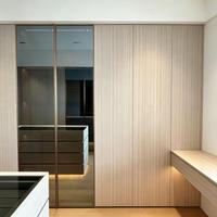 Table îlot moderne pour dressing avec portes vitrées, style luxe léger, en bois, rangement multifonctionnel, mobilier de maison