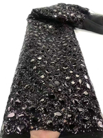 TGC 5 Verges Par Pièce Tissu de Dentelle Brodée Africaine Luxe Style Ethnique Mariage Fête à Paillettes