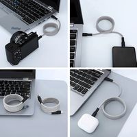 Câble magnétique Type-C vers Type-C en alliage d'aluminium 60W 3A à charge rapide avec rangement magnétique 1m pour téléphones de gaming et utilisation en voiture