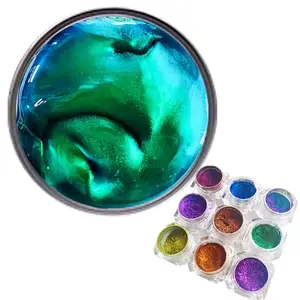 Brand Mcess FREE SAMPLES Optical Variable Ink Green to Blue Teal Mica Color Shifting Chameleon Pigment Powder for ink watercolor