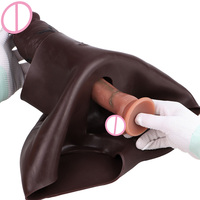 Culotte réaliste avec godemichet pour homme, manchon de pénis creux à sangle, gaine d'agrandissement