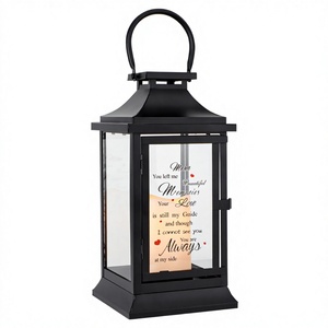 11.5" Iron <b>Black</b> Vintage Battery Powered LED Flameless Candle <b>Lantern</b> Decorative Wedding Warm White Hanging Wall Indoor Outdoor - Product Image 2
