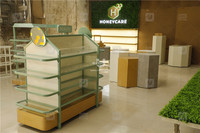Meubles de magasin de cosmétiques personnalisés, étagères d'exposition en bois pour les produits de soin de la peau, étagères d'exposition pour pharmacie, étagères d'exposition pour la décoration intérieure des pharmacies