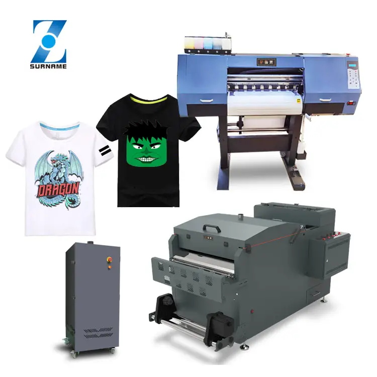 2024 baru teknologi 2 buah 4720 kepala Printer Transfer panas Digital Pet Film Printer dengan bubuk pengocok mesin pengering
