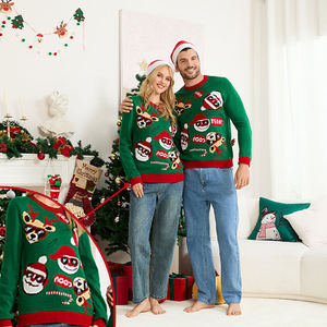 Vendita calda inverno natale lungo Pullover in <span class=keywords><strong>maglia</strong></span> Jacquard Casual caldo maglioni in misto cotone con stampa glitterata - Product Image 1