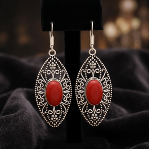 Boucles d'oreilles en laiton faites à la main avec pierres précieuses, plaquées rhodium, style corail, tendance, unisexe - Product Image 3
