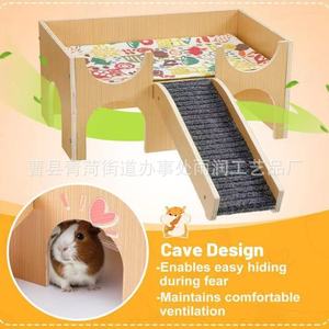 Casa de Madera para Cobayas, Rectangular, Multifuncional, Hábitat para Animales Pequeños, para Hámsteres, Uso en Exteriores - Product Image 2