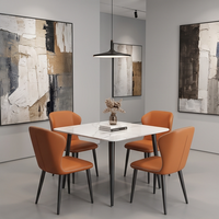 Table à manger ronde moderne et ensemble de 4 chaises, bureau de négociation en pierre frittée, chaise de réception, chaise de réunion, bureau, café, hôtel