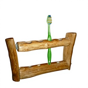 Wood <b>Toothbrush</b> <b>Holder</b> Stand Rectangle Minimalist Bathroom Organizer With Toothpaste Slot Convenient Countertop Rack - Product Image 5