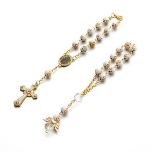Catholic Rosary <b>Bracelet</b> Gold Silver Lace Glass Imitation Pearl Cross <b>Beaded</b> <b>Charm</b> <b>Bracelets</b> for Women - Product Image 4