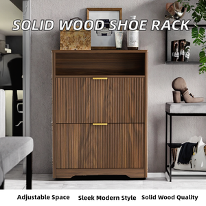 Lemari Sepatu Kayu Solid Modern untuk Ruang Tamu, Dapat Disesuaikan, Tersembunyi, 2 Laci Lipat, Tinggi, Berdiri Sendiri, Perabot Rumah - Product Image 2