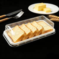 Boîte d'emballage alimentaire carrée en PET transparent de qualité alimentaire jetable avec couvercle, impression personnalisable, modèle CF-41 pour pain, pâtisserie, boulangerie