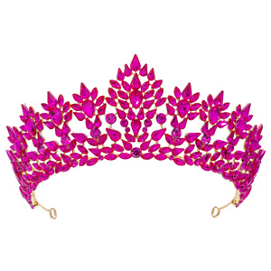 Vente en gros de postiche couronne de mariée baroque en alliage cristal accessoires de mariage diadème rouge bleu vert rose pour les mariages de reconstitution historique - Product Image 1