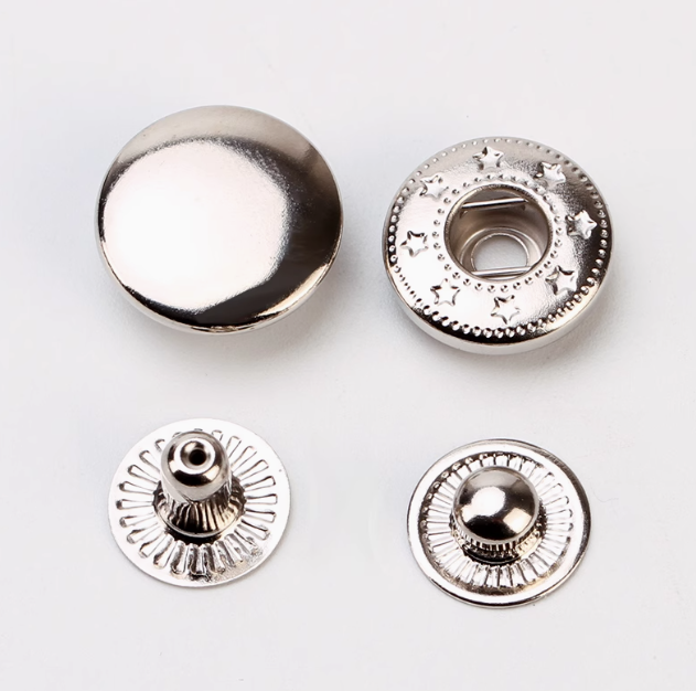 Metal buttons, metal snap fasteners and buttons for clothing accessories