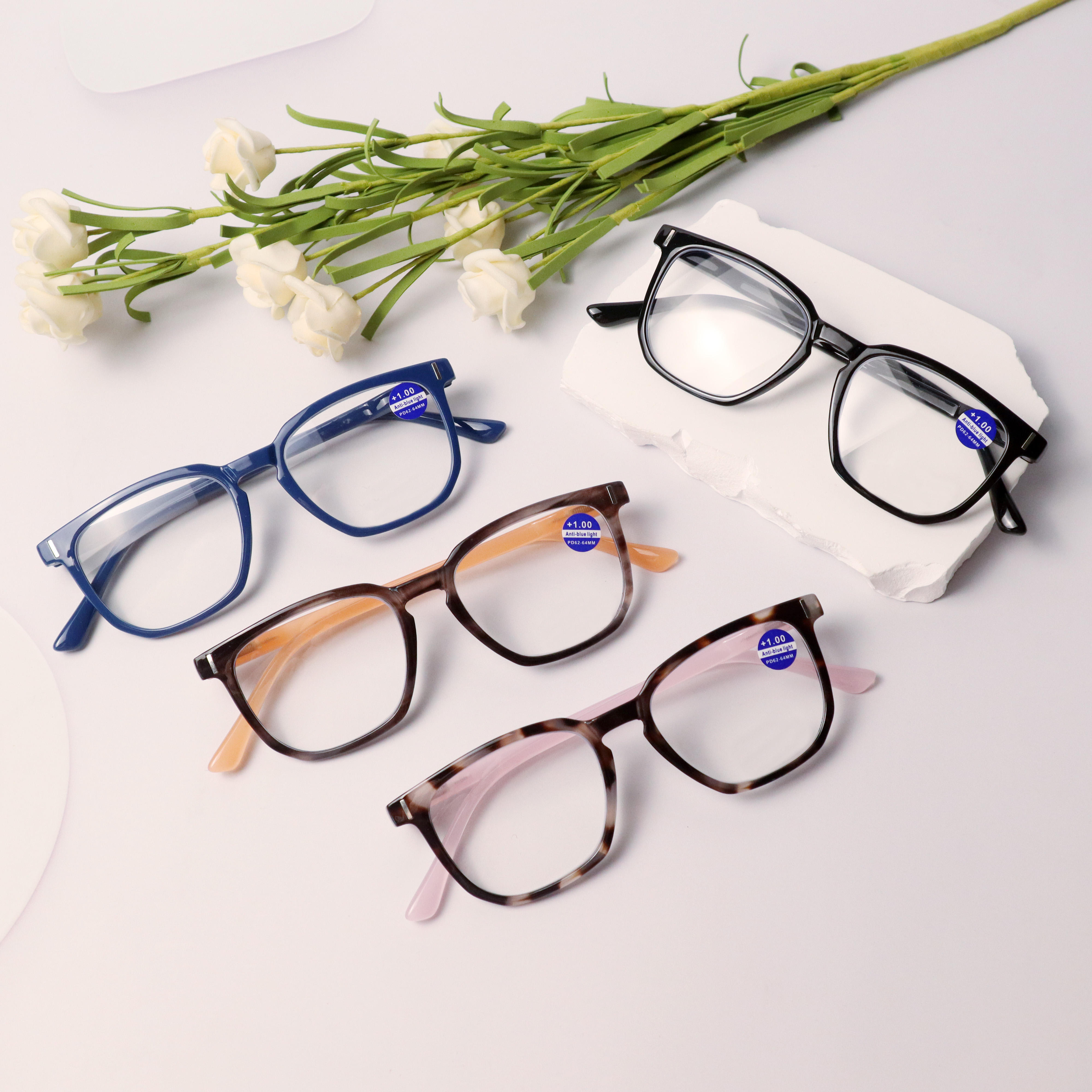 PC Squared Frame Presbyopia Glasses High Quality Women Men Corrective Eyeglasses Classic Reading Glasses