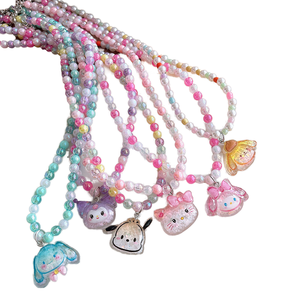 Handmade Resina Olá <span class=keywords><strong>Kitty</strong></span> Rainbow Snow Kids Bead Colar Estilo Bonito DIY Moda Padrão Geométrico Criança Jóias para Presente - Product Image 1