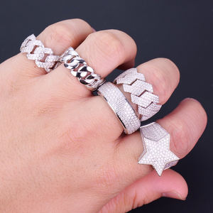 Ready to Ship White Gold Plated Hip Hop <b>Jewelry</b> Fully Iced Out 925 Silver Mens Cuban Cluster <b>Moissanite</b> Ring GRA Certification - Product Image 3