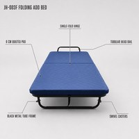 Lit pliant en gros avec matelas, lit métallique pliable, lit d'appoint portable avec roulettes pivotantes pour hôtel, gîte, maison