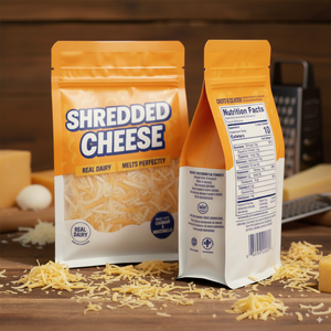 أكياس بلاستيكية مسطحة القاع قابلة لإعادة الاستخدام وقابلة للتجميد بسعة 1 كجم و2 كجم مع سحاب محكم الإغلاق لتعبئة الجبن المبشور - Product Image 2